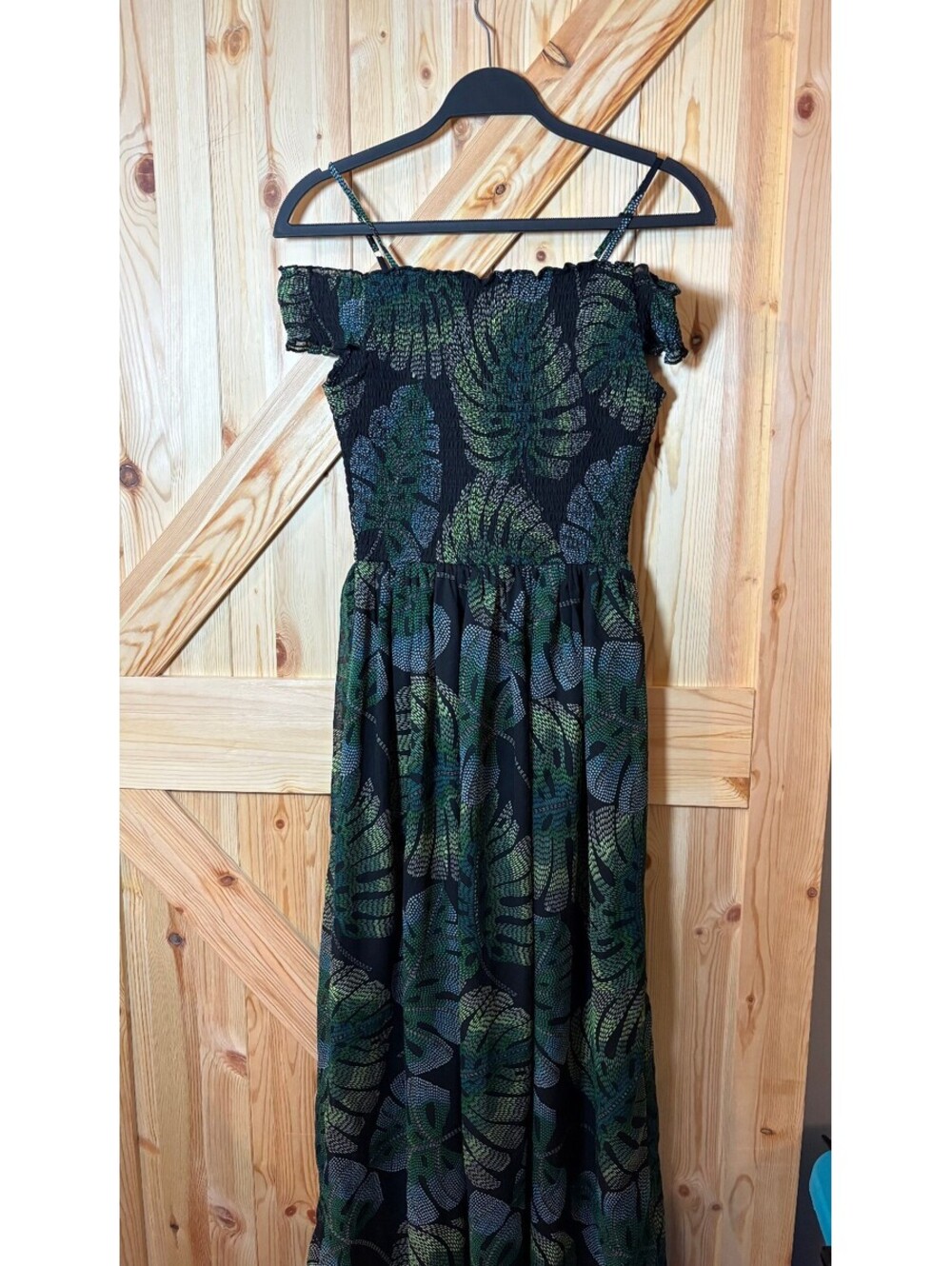 The Children's Place Black and Green Off-Shoulder Maxi Dress Size S NWT